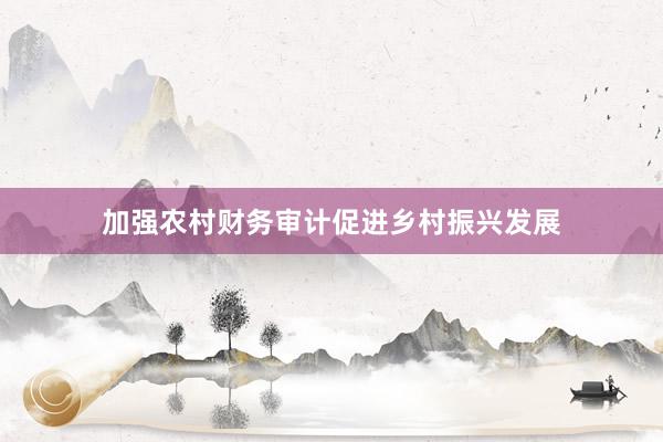 加强农村财务审计促进乡村振兴发展